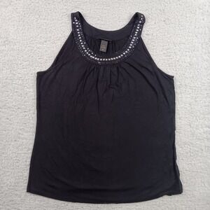Lane Bryant Tank Top Womens 18/20 Black Embellished Sequin Neckline Sleeveless